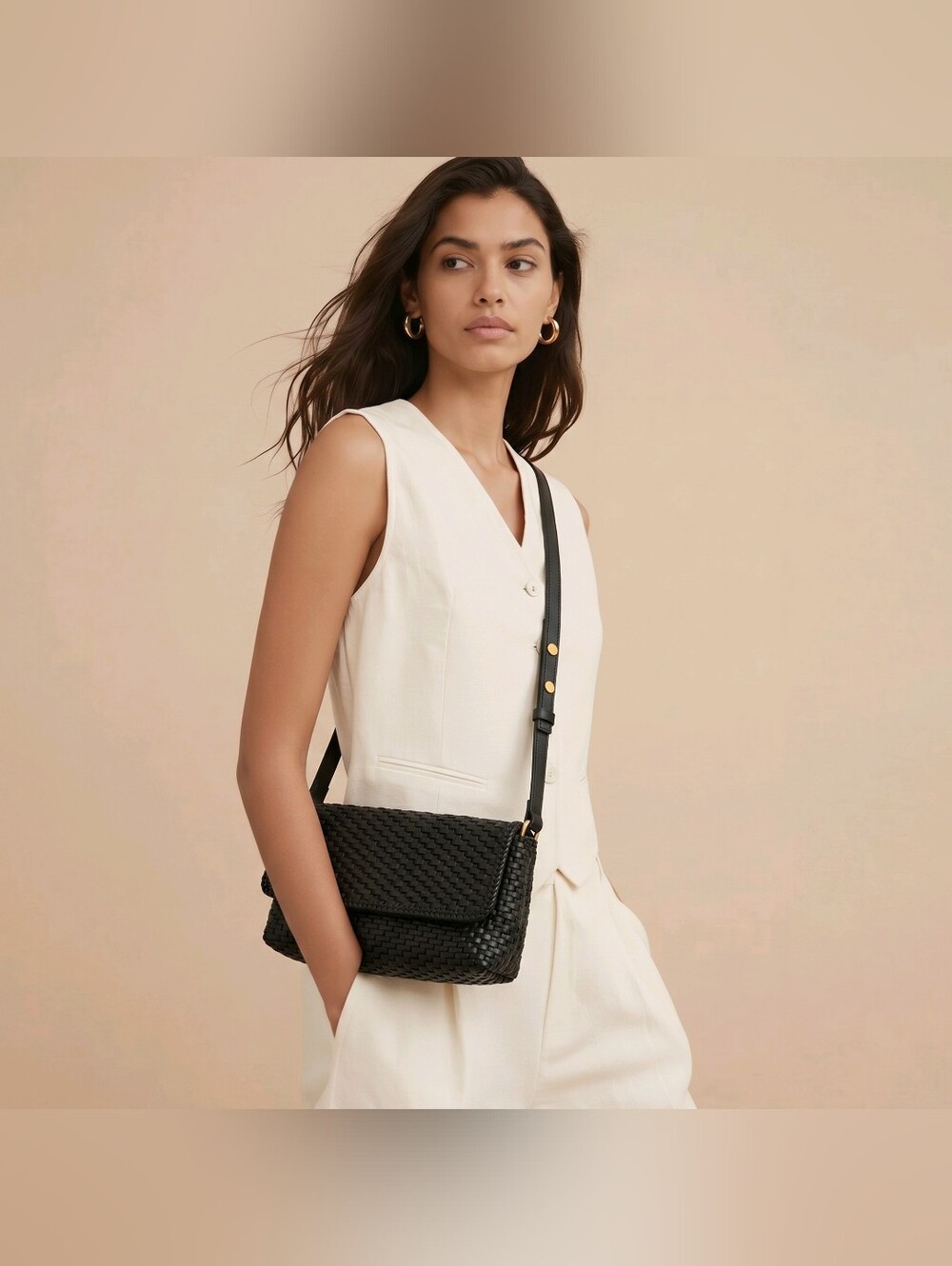 Michael Kors Collection The Carole Woven Leather Convertible Crossbody - Picture 3 of 16